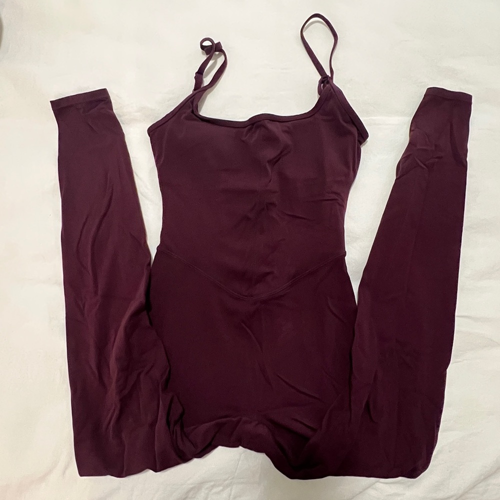 Burgundy athleisure jumpsuit
